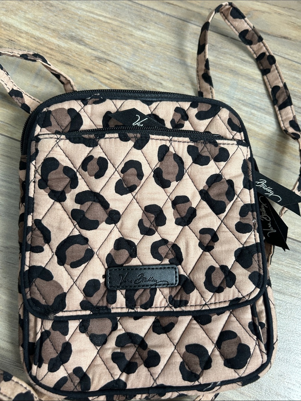 Vera Bradley Quilted Leopard Crossbody Bag in Brown and Black